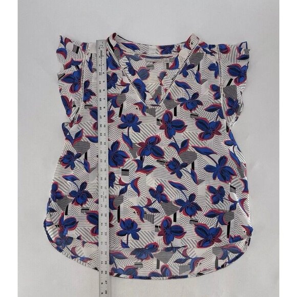 Halogen Floral Ruffled Chiffon Blouse Sz M Bohemian‎ Office Career Preppy - Picture 8 of 9